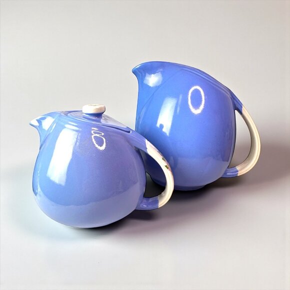 Vintage Hall's Superior Rose Parade Pitcher & Tea Pot Set Stoneware - Picture 1 of 14